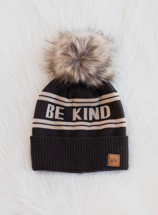 Be Kind Pom Hat - Charcoal