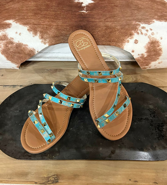 Everglades Teal/Gold Strappy Sandal