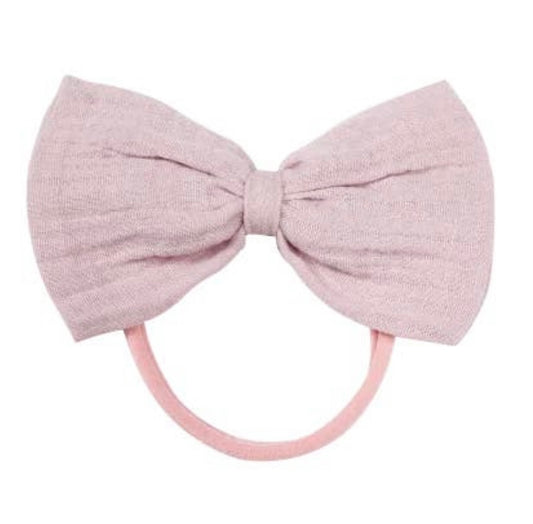 Strap Bow Headband - Dusty Pink