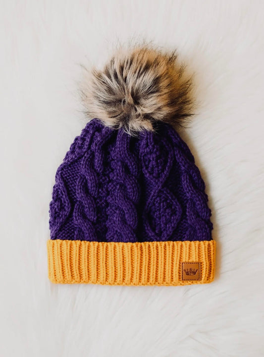 Purple/Gold Pom Hat