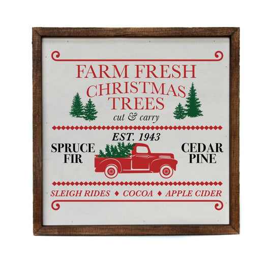 Christmas Trees With Red Truck Sign