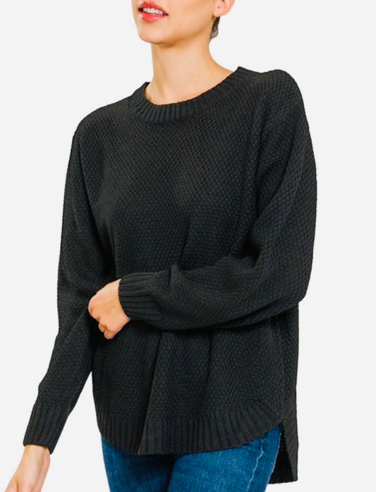 Black Hi-Low Sweater