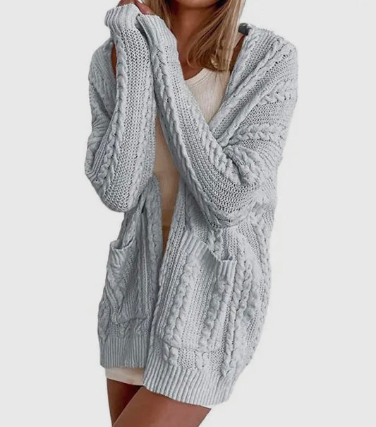 Cable Knit Cardigan - Grey