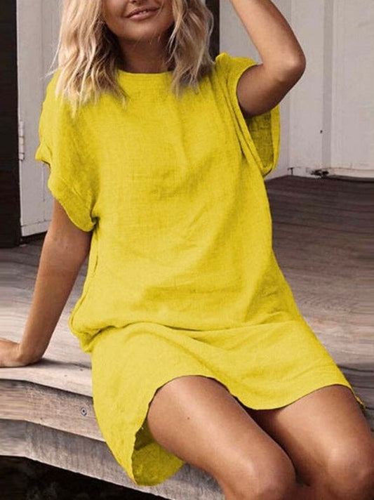Casual Short-Sleeve Dress Yellow