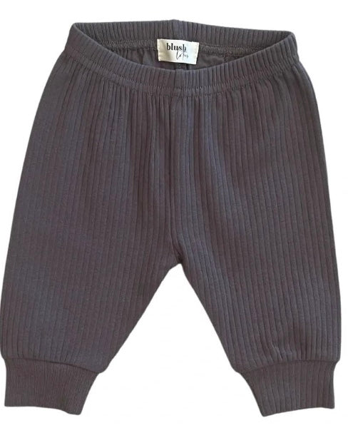 Charcoal Organic Ribbed Pants