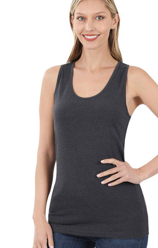 Solid Racerback Tank - Charcoal